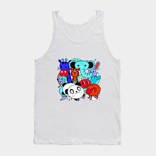 cute cartoon sketch animals Tank Top